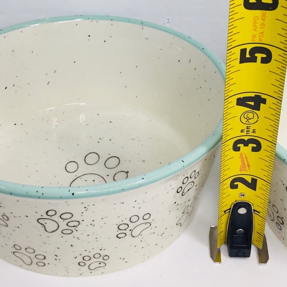2 Pet Bowl Cat Kitten PAWS Food Water Dish Bowl Pacifica Pottery Tur… - Picture 5 of 5